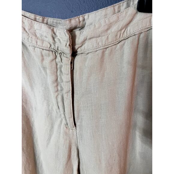 Chicos Pants Womens 1.5 (10) Beige Tan Wide Leg 100% Linen Airy Spring - Picture 5 of 9